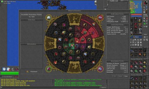 Interface da Wheel of Destiny de Tibia
